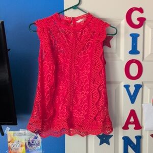 Adiva Vibrant Red Lace Top